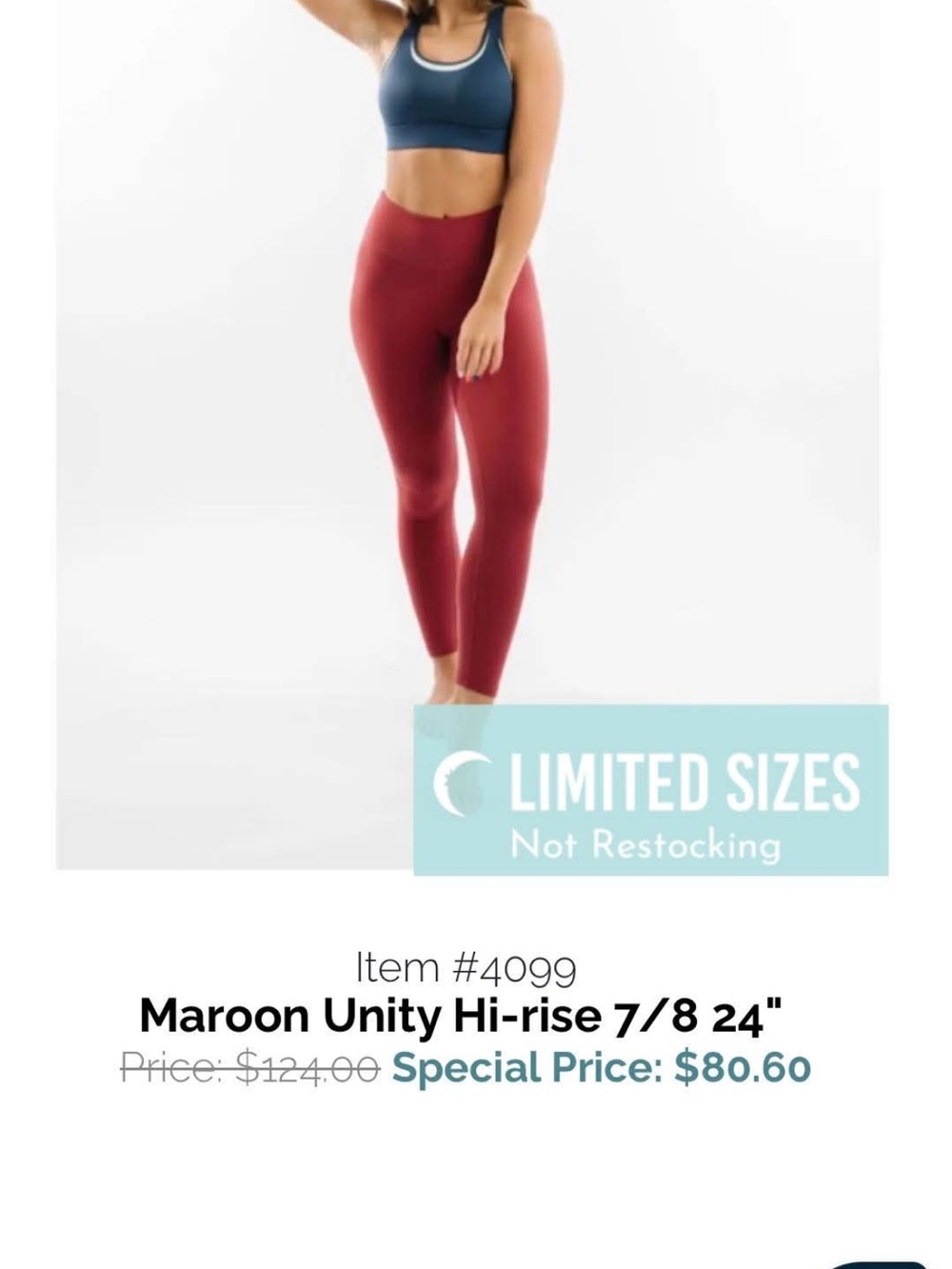 ZYIA Maroon High-Rise Leggings